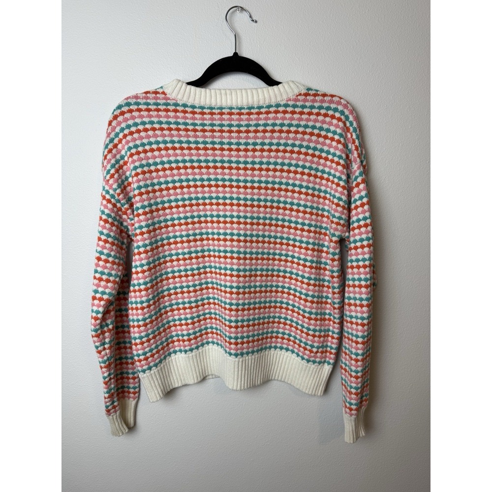 Melrose‎ And Market Knit Designed  Blue Orange Long Sleeve Pullover Sweater Med - Picture 5 of 7